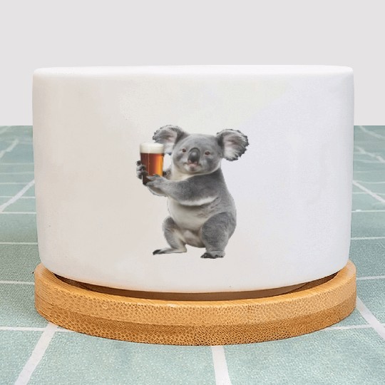 Koala Drinking Beer Realistic Plant Pots