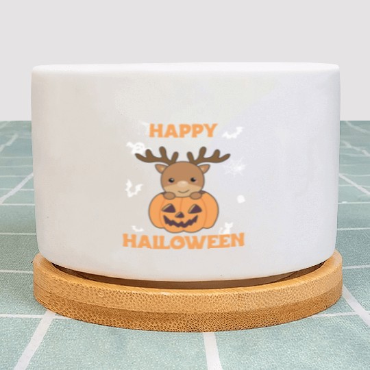 Deer In Pumpkin Cute Deer Happy Halloween Plant Pots