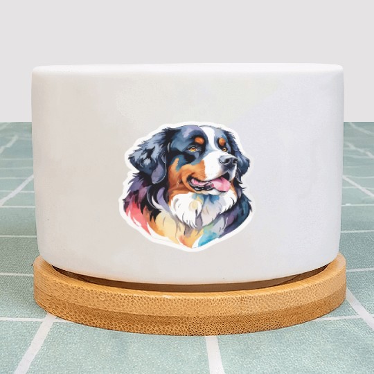 Bernese Mountain Dog Watercolor Plant Pots