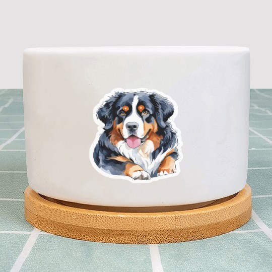 Bernese Mountain Dog Watercolor Plant Pots