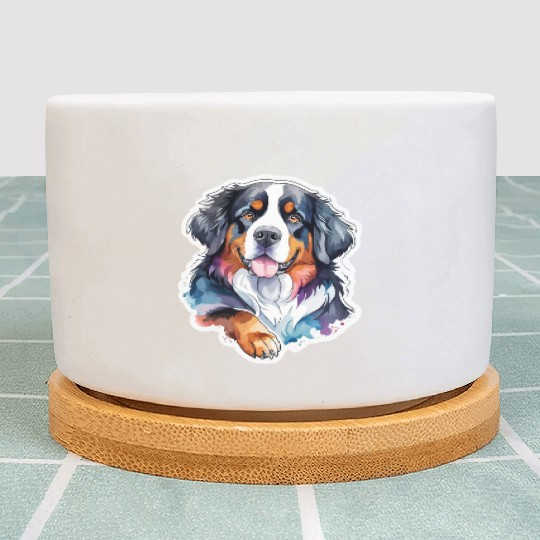 Bernese Mountain Dog Watercolor Plant Pots