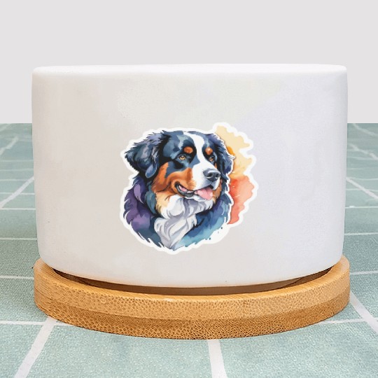 Bernese Mountain Dog Watercolor Plant Pots