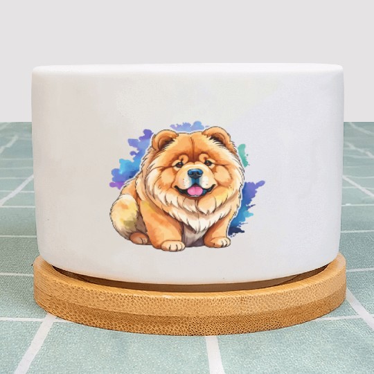Chow Chow Watercolor Plant Pots