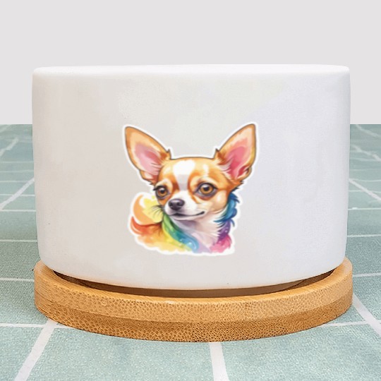 Chihuahua Watercolor Plant Pots