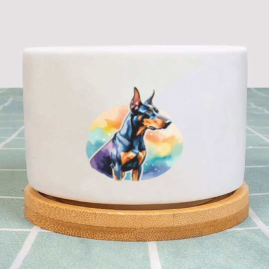 Dobermann Watercolor Plant Pots
