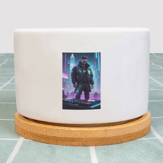 Creating a cyberpunk DJ Plant Pots design involves