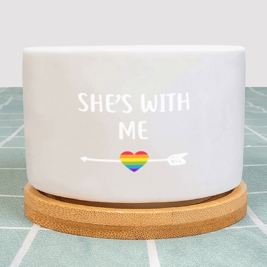 Womens Lesbian Matching Couple Gifts She's With Me Plant Pots