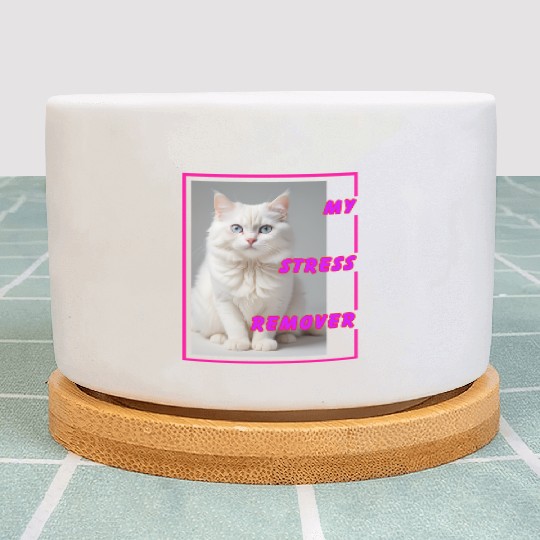 White cat design Plant Pots