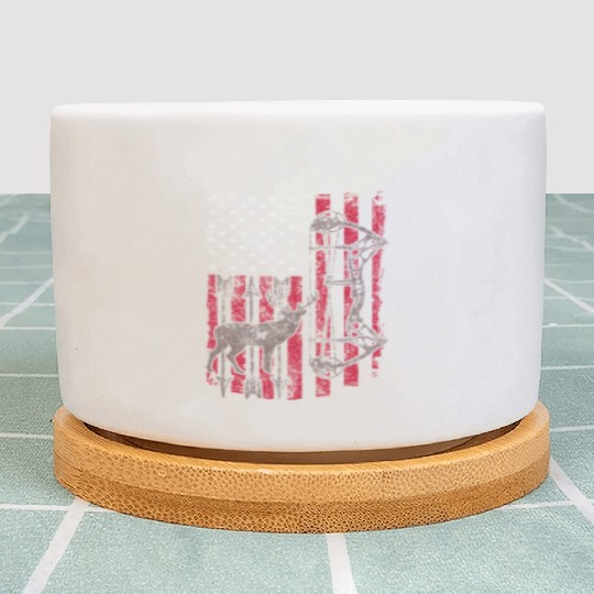American Flag Deer Elk Hunting USA Patriotic Plant Pots