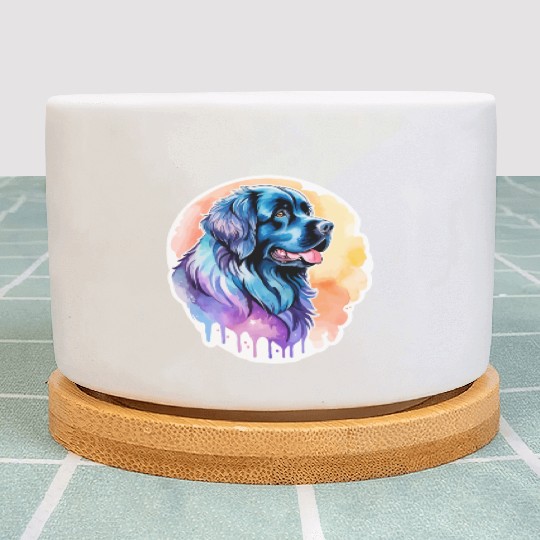 Newfoundland Dog Watercolor Plant Pots