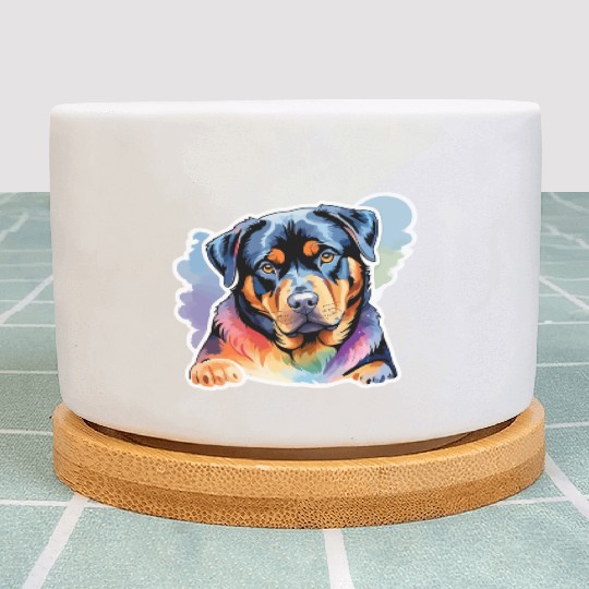 Rottweiler Watercolor Plant Pots
