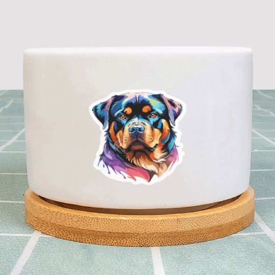 Rottweiler Watercolor Plant Pots