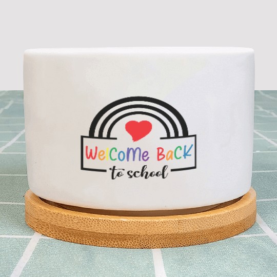 Welcome Back To School Rainbow heart Plant Pots