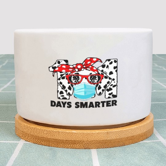101 Days Smarter Dalmatian Dog Face Mask 100th Plant Pots