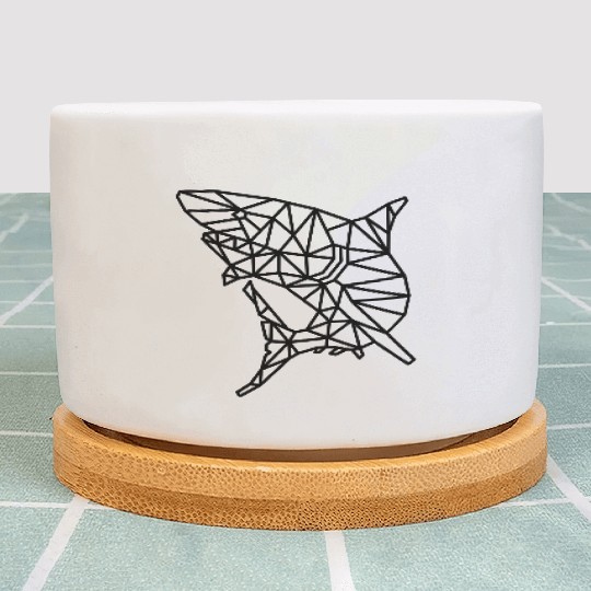 Jaws of Style: Geometric Shark Fashion Plant Pots