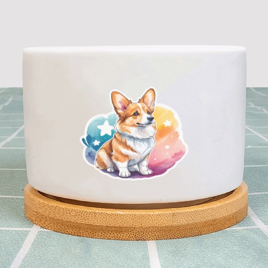 Pembroke Welsh Corgi Watercolor Plant Pots