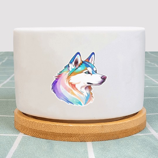 Siberian Husky Watercolor Plant Pots