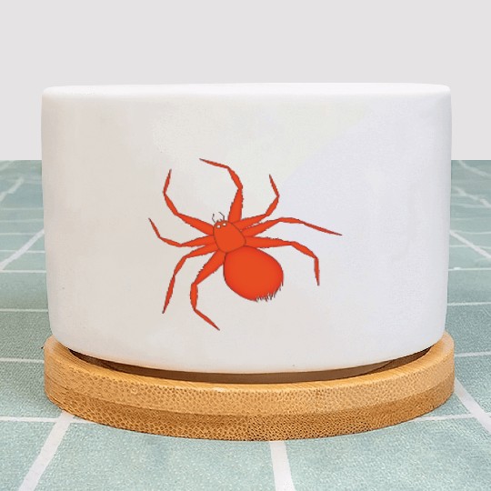 Vivid Red Poisonous Spider Illustration Plant Pots