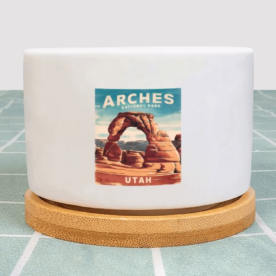 Vintage Travel Arches National Park Utah Landscape Plant Pots