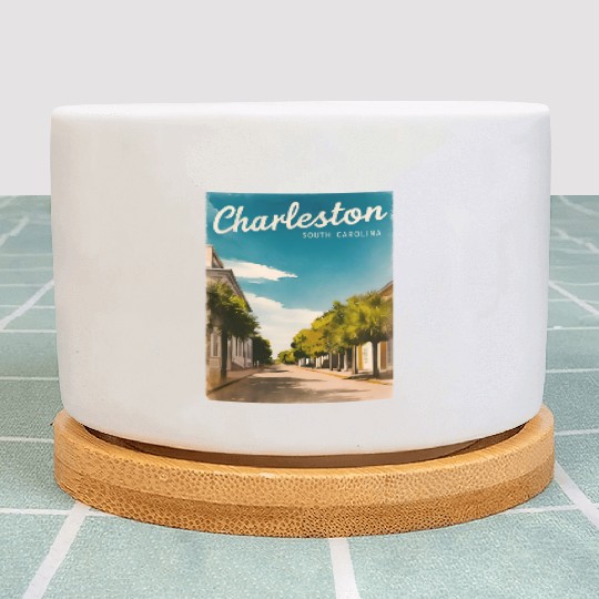 Vintage Travel Charleston South Carolina Retro Plant Pots