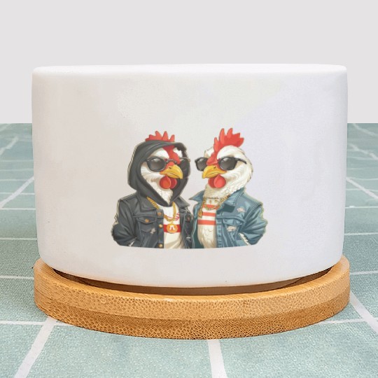 Chickens dressed in stylish streetwear Plant Pots