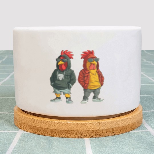 Fashionable chickens in hip streetwear Plant Pots