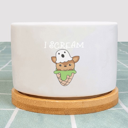 Deer Halloween Ghost I Scream Ice Cream Pun Plant Pots
