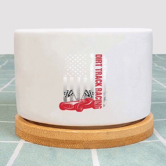 American Flag Dirt Track Racing Car Driver Racer Plant Pots