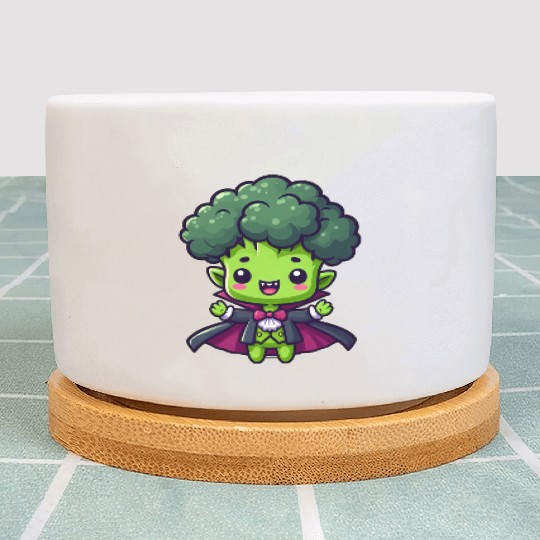 Cute Halloween Broccoli Vampire Cartoon Green Plant Pots