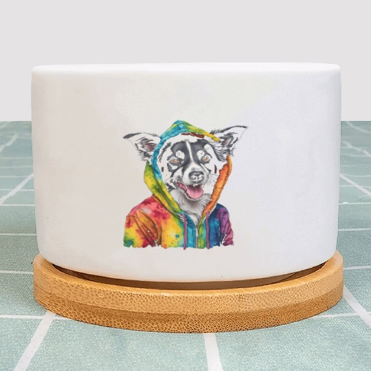 Border Collie Plant Pots Dog Colorful Funny Animal Pri