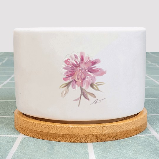 Peony loose watercolor hand-painted Plant Pots