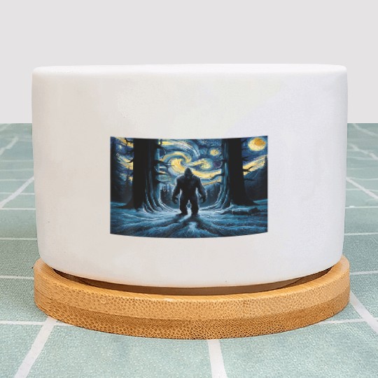 Mysterious Forest Bigfoot Night Sky Art Plant Pots