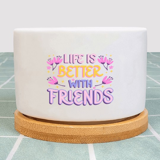 Purple Pink Minimalist Best Friends Text Cute Plant Pots