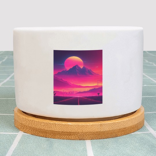 Neon Horizon: A Synthwave Journey Plant Pots