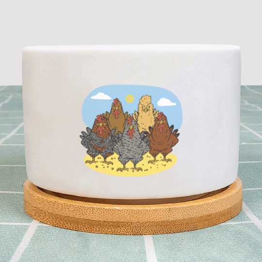 Chickens in the Farm Design Chicken Farmer Plant Pots