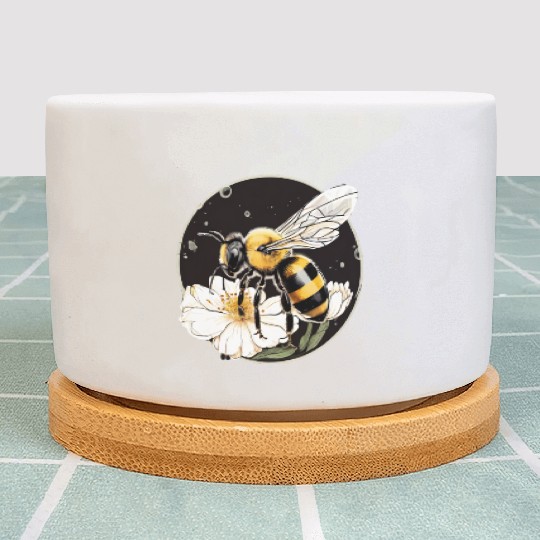 Bumble Bee on a Flower in a Bubble Plant Pots