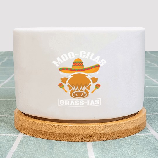 Highland Cow Moo-chas Grass-ias Plant Pots