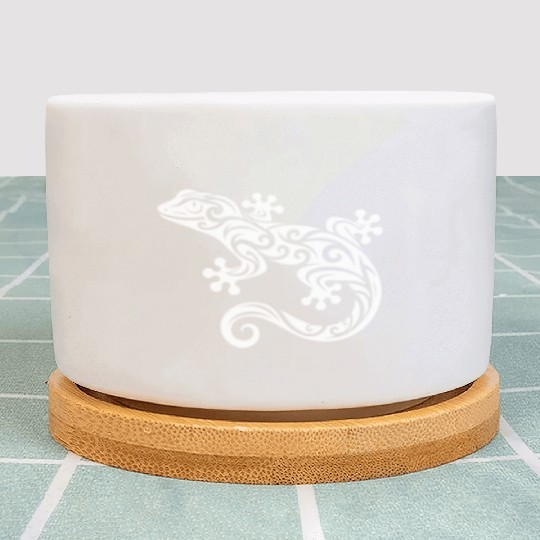 Gecko In T Tattoo Ink Style Plant Pots