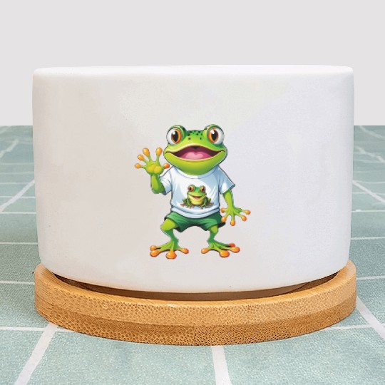 Green Happy Frog Plant Pots