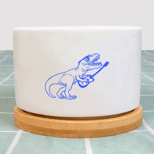 T. Rex Dino DJ Dinosaur Party Animal Plays Guitar Plant Pots