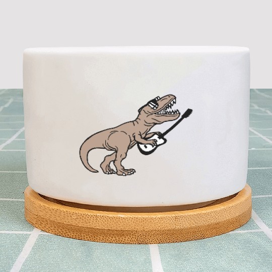T. Rex Dino DJ Dinosaur Party Animal Plays Guitar Plant Pots