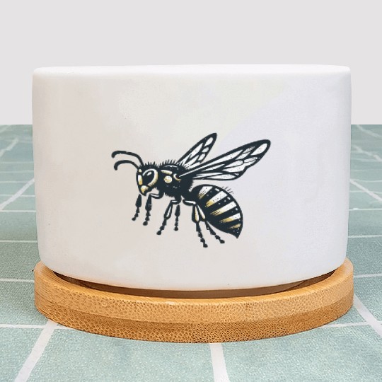 Two Color Wasp Insect Art 3 Plant Pots