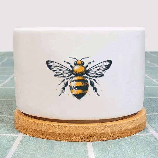Honey Bee Insect Art 2 Plant Pots