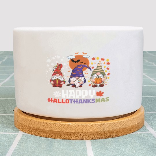 Happy Hallothanksmas Halloween Thanksgiving Plant Pots