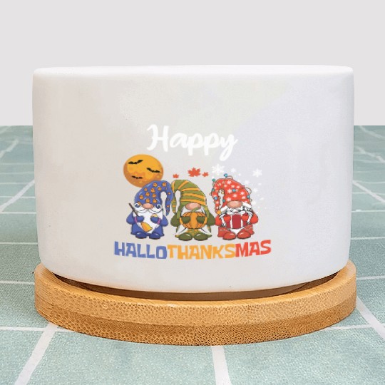 Happy Hallothanksmas Halloween Thanksgiving Gnome Plant Pots