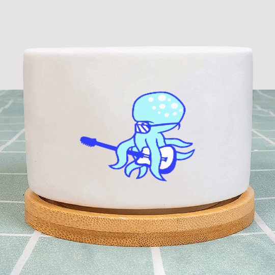 Cool Octopus Kraken Squid Plays Guitar Guitarist Plant Pots