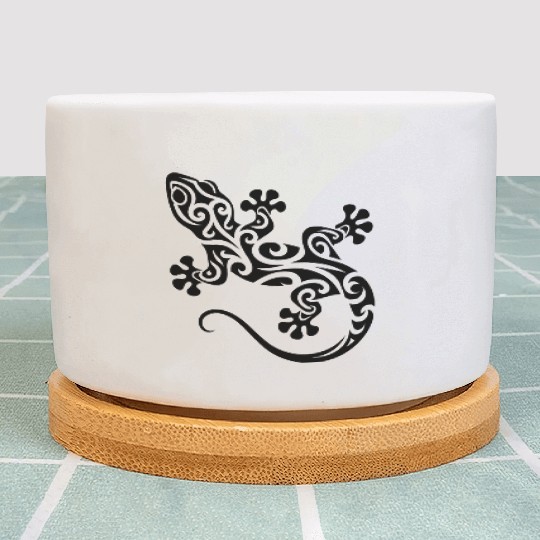 Cute Gecko In T Tattoo Ink Style Plant Pots