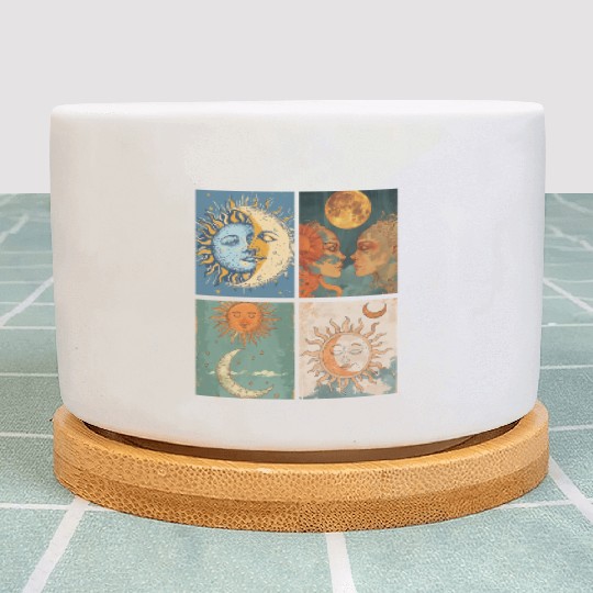 Moon and Sun Tarot Card Designed Look Plant Pots