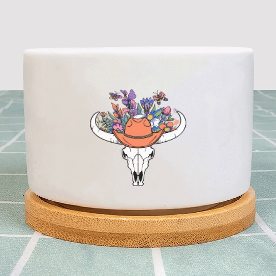 wildflower with Cow Skull blooming Plant Pots