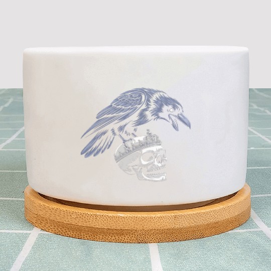Raven on King Skull Gothic Plant Pots